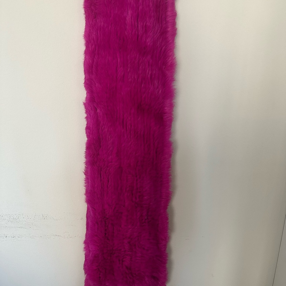 Vintage rabbit fur scarf accent piece in hot fuschia
